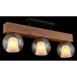 Luminosa Lighting Luminosa Barry I Ceiling Spotlight Bar Matt Black Amber Glass Shade 3X E27 - thumbnail 4