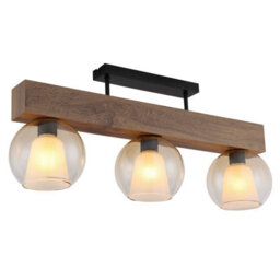 Luminosa Lighting Luminosa Barry I Ceiling Spotlight Bar Matt Black Amber Glass Shade 3X E27