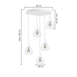 Luminosa Lighting Luminosa Selene Cluster Pendant Ceiling Light White 5X E27 - thumbnail 2