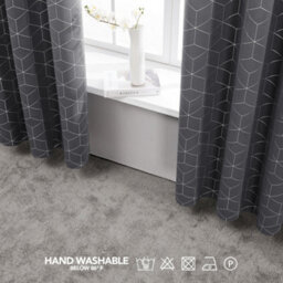 Deconovo Blackout Eyelet Curtains, Diamond Foil Printed Thermal Curtains For Bedroom, 46 X 72 Inch, Dark Grey, One Pair - thumbnail 3