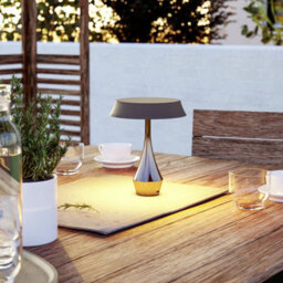 Eglo Turcio Steel And Aluminium Sculptural Design Led Tricolour Portable Outdoor Table Lamp, Dark Bronze