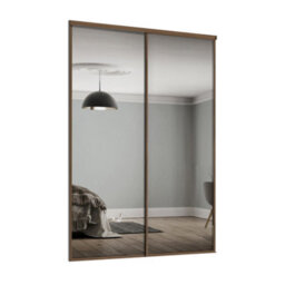Spacepro Classic 1 Panel Mirrored Carini Walnut Effect Framed Sliding Wardrobe Door Set Of 2 (H)2220mm (W)1793mm - thumbnail 1