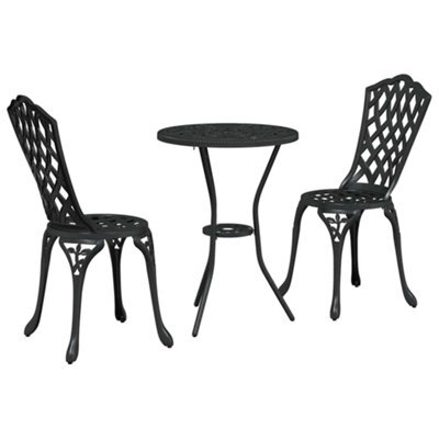 Berkfield Classic Garden Bistro Set 3 Pcs Black Aluminium