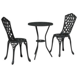 Berkfield Classic Garden Bistro Set 3 Pcs Black Aluminium
