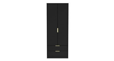 Madrid 2 Door 2 Drawer Wardrobe In Black Ash (Ready Assembled) - image 1