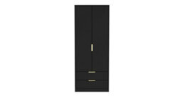 Madrid 2 Door 2 Drawer Wardrobe In Black Ash (Ready Assembled) - thumbnail 1