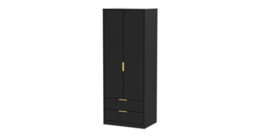 Madrid 2 Door 2 Drawer Wardrobe In Black Ash (Ready Assembled) - thumbnail 2