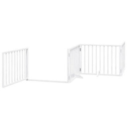 Walplus White Dog Gate With Door Foldable 6 Panels 480 Cm Poplar Wood - thumbnail 4