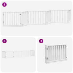 Walplus White Dog Gate With Door Foldable 6 Panels 480 Cm Poplar Wood - thumbnail 5