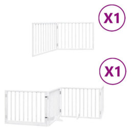 Walplus White Dog Gate With Door Foldable 6 Panels 480 Cm Poplar Wood - thumbnail 2
