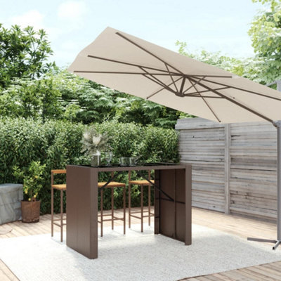 Walplus Bar Table With Glass Top Brown 145X80X110 Cm Poly Rattan - image 1