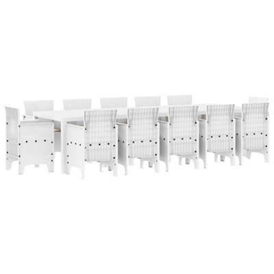 Berkfield Modern Garden Dining Set With Cushion 13 Pcs White And Light Grey - image 1