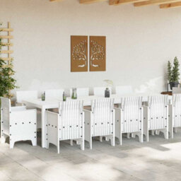 Berkfield Modern Garden Dining Set With Cushion 13 Pcs White And Light Grey - thumbnail 3