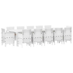 Berkfield Modern Garden Dining Set With Cushion 13 Pcs White And Light Grey - thumbnail 1