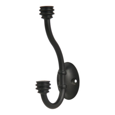 GoodHome Cap End Black Zinc Alloy Wall-Mounted Hat & Coat Hook (H)126mm (D)35mm - image 1