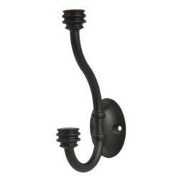 GoodHome Cap End Black Zinc Alloy Wall-Mounted Hat & Coat Hook (H)126mm (D)35mm - thumbnail 1