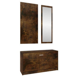 Berkfield 3-In-1 Shoe Cabinet Set Smoked Oak Engineered Wood - thumbnail 5