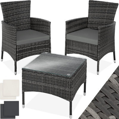 Tectake Garden Furniture Set Lucerne - 2 Armchairs, Coffee Table, Two Sets Of Cushion Covers - Grey - image 1