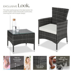 Tectake Garden Furniture Set Lucerne - 2 Armchairs, Coffee Table, Two Sets Of Cushion Covers - Grey - thumbnail 3