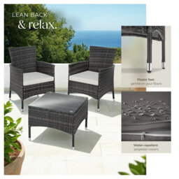 Tectake Garden Furniture Set Lucerne - 2 Armchairs, Coffee Table, Two Sets Of Cushion Covers - Grey - thumbnail 4