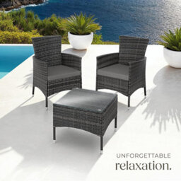 Tectake Garden Furniture Set Lucerne - 2 Armchairs, Coffee Table, Two Sets Of Cushion Covers - Grey - thumbnail 8
