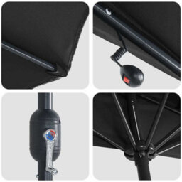 Berkfield Modern Garden Parasol Black 280 Cm Diameter Fabric - thumbnail 8