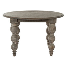 Wyld Haus Montaine 1200 mm Round Farmhouse Dining Table Mid-Century Turned Legs Soft Grey - thumbnail 3