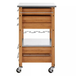 Orsina Sturdy Bamboo Four Drawer Kitchen Trolley, Compact Design Kitchen Trolley For Guests, Multi Tier Trolley - thumbnail 5