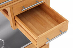 Orsina Sturdy Bamboo Four Drawer Kitchen Trolley, Compact Design Kitchen Trolley For Guests, Multi Tier Trolley - thumbnail 8