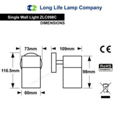 Long Life Lamps Company Modern Outdoor Wall Light Copper Finish Ip65 Zlc098C - thumbnail 2