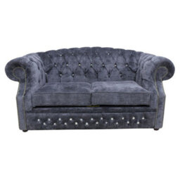 Chesterfield Crystal 2 Seater Velluto Grey Fabric Sofa In Buckingham Style - thumbnail 1