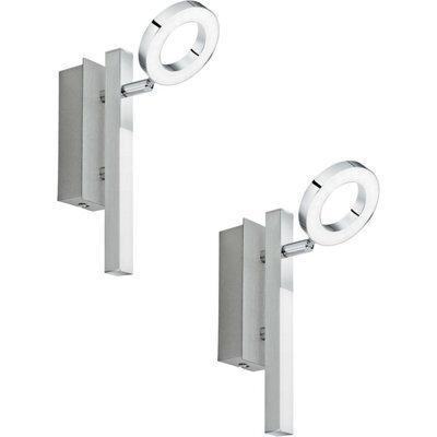 2 Pack Modern Aluminium Chrome Led Wall Spot Lights For Stylish Interior Lighting - image 1
