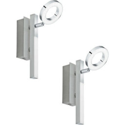 2 Pack Modern Aluminium Chrome Led Wall Spot Lights For Stylish Interior Lighting - thumbnail 1