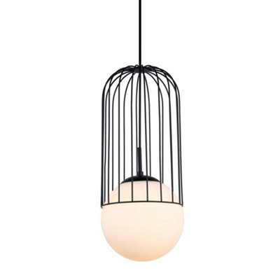 Luminosa Lighting Luminosa Modern Hanging Pendant Black 1 Light  With Black, White Shade, E27 - image 1