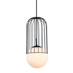 Luminosa Lighting Luminosa Modern Hanging Pendant Black 1 Light  With Black, White Shade, E27 - thumbnail 1