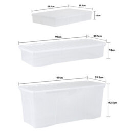 Wham Festive 3 Piece Tree, Decoration & Bauble Storage Boxes Clear (1X 133L Crystal, 1X 55L Crystal, 1X Bauble Box) - thumbnail 4