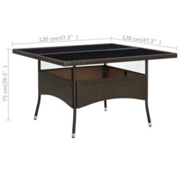 Berkfield Outdoor Dining Table Brown Poly Rattan And Glass - thumbnail 5