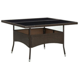 Berkfield Outdoor Dining Table Brown Poly Rattan And Glass