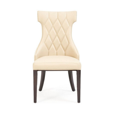 Furniture 48 Freya Cream Faux Leather Dining Chairs (Pair)