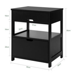 Sobuy Frg258-Sch, Bedside Table With 2 Drawers, Night Table Stand End Table Side Table, Black,w45Xd37.5Xh55 - thumbnail 3