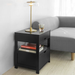 Sobuy Frg258-Sch, Bedside Table With 2 Drawers, Night Table Stand End Table Side Table, Black,w45Xd37.5Xh55 - thumbnail 9