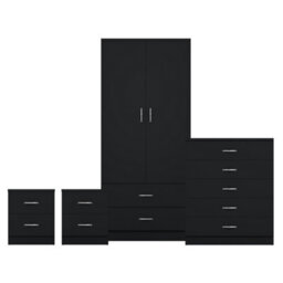 Lassic Vida Designs Riano 4 Piece Bedroom Set (2 Drawer Bedside Chest, 5 Drawer Chest, 2 Door 2 Drawer Wardrobe), Black - thumbnail 8