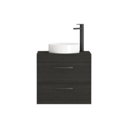 Royal Bathrooms Turin 500mm Wall Mounted Bathroom Vanity Unit With Sink 2 Drawer Hale Black & Art Countertop Basin - thumbnail 5