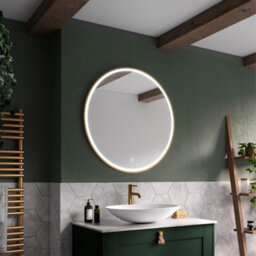 Sensio Frontier Brushed Brass Effect Circular Wall-Mounted Bathroom Illuminated Modern Illuminated Mirror (H)80Cm (W)80Cm