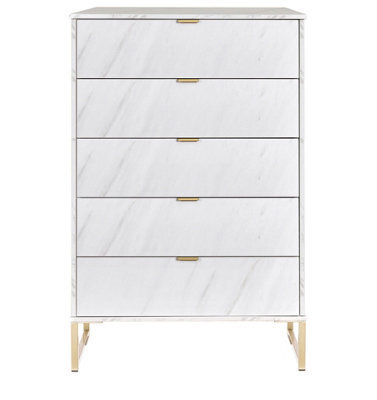 Nanjing 5 Drawer Chest Of Drawers In Marble (Ready Assembled) - image 1