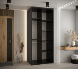 Arte Sapporo Ii - Chic Black Mirrored Sliding Door Wardrobe -Compact Storage For Modern Living (H)2050mm (W)1000mm (D)600mm - thumbnail 4