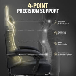 Luckracer Fabric Gaming Chair, Ergonomic Computer Chair With Footrest Height Adjustable Home Office Chair, Black - thumbnail 8