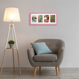 AK Frames 50X20Cm Pastel Pink Modern Multi Photo Frame With White Mount - Holds 4 Apertures (4X) 6X4 Photos - thumbnail 3