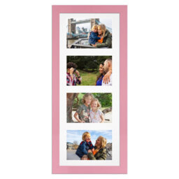 AK Frames 50X20Cm Pastel Pink Modern Multi Photo Frame With White Mount - Holds 4 Apertures (4X) 6X4 Photos - thumbnail 1