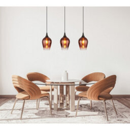 Luminosa Lighting Luminosa Lavus Bar Pendant Ceiling Light Gunmetal Red Glass Shade 3X E27 - thumbnail 5